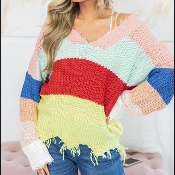 Pink Lily Sweaters - Joyful Heart Multi-Color Sweater